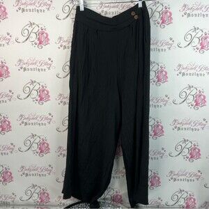 Papa Vancouver pants flare flowy wooden button brown Black Women's Pants